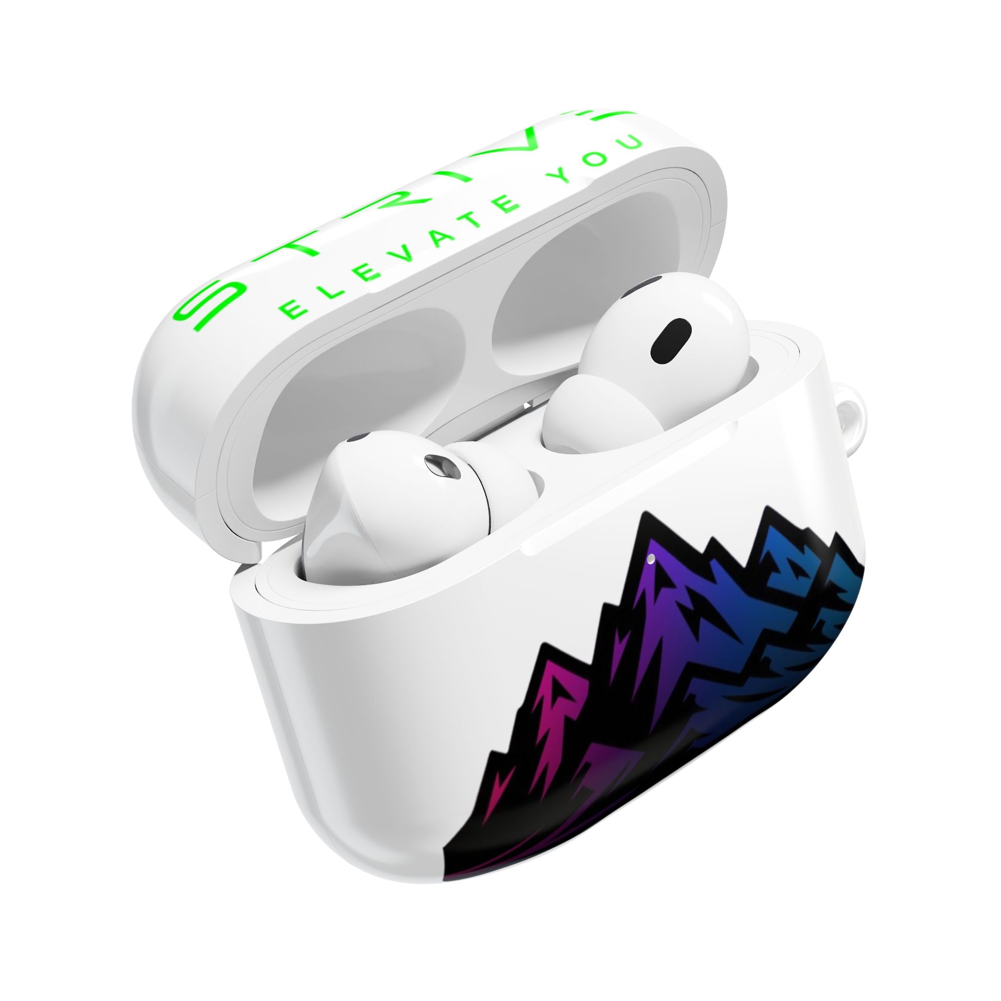 Mountain Vibe AirPod Case, Strive Elevate You, Gift for Outdoor Lovers, Cute Earbud Holder, Hiking Accessory